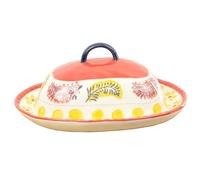 Fine China Multi-coloued Vintage Retro Style Floral Covered Butter Storage Dish with Handled Lid - Design #4