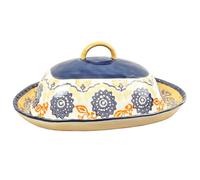 Fine China Multi-coloued Vintage Retro Style Floral Covered Butter Storage Dish with Handled Lid - Design #3