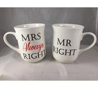 FINE China Set of 2 Mugs MR Right and MRS Always Right
