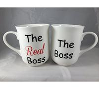 FINE China Set of 2 Mugs The BOSS and The Real BOSS Free UK DELIVERY