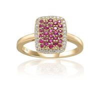 Fine Color Jewels Natural Ruby Blue Sapphire Green Emerald Cocktail Ring (Size 5, 6, 7, 8), Metal, Ruby