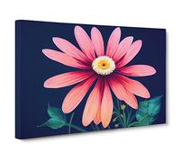Fine Daisy Flower Canvas Print | Gallery Wrapped 30mm Frame Wall Art | 30x20 inches | Ready to Hang | Contemporary Floral Picture | Living Room Bedroom Lounge Office