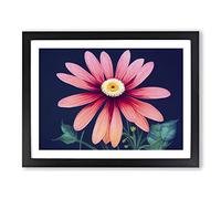 Fine Daisy Flower Framed Print | A2 Black Framed Wall Art | Ready to Hang | Modern Floral Picture | Living Room Bedroom Lounge Office