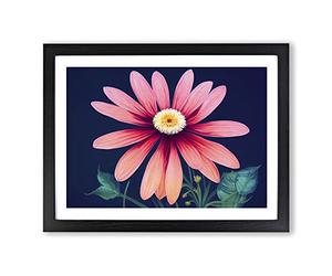 Fine Daisy Flower Framed Print | A2 Black Framed Wall Art | Ready to Hang | Modern Floral Picture | Living Room Bedroom Lounge Office