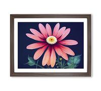 Fine Daisy Flower Framed Print | A2 Walnut Framed Wall Art | Ready to Hang | Modern Floral Picture | Living Room Bedroom Lounge Office