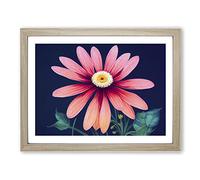 Fine Daisy Flower Framed Print | A3 Oak Framed Wall Art | Ready to Hang | Modern Floral Picture | Living Room Bedroom Lounge Office