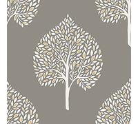 Fine Decor Annabelle FD41929 Quality Paper,Easy to Hang, Quality tree design wallpaper Finish (Grey)