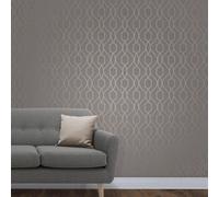 Fine Décor Apex Geometric Trellis Wallpaper Charcoal Grey And Copper Fine Decor Fd41998