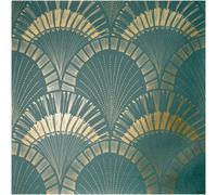 Fine Décor Art Deco Inspired Wallpaper Classic Metallic Fan Print Teal Gold Feature Wall