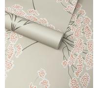 Fine Décor Banyan Tree Light Grey & Coral Wallpaper