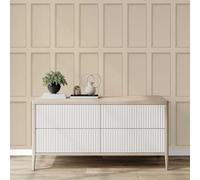 Fine Decor Beaded Panel Wallpaper - Natural Wood Effect Wallcovering - 3D Luxury Panelling Design for Living Room, Lounge & Hallway - Smooth Matte Finish, FD44164 (10.05m x 53cm)