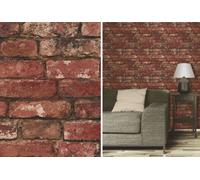 Fine Décor Brewster Fd31285 Rustic Brick Wallpaper, Red