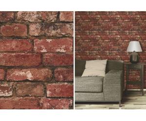 Fine Décor Brewster Fd31285 Rustic Brick Wallpaper, Red