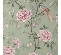 Fine Décor Crown Akina Floral Sage Green Leaf Textured Songbird Wallpaper M1724