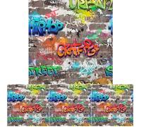 Fine Decor FD41582 Novelty Graffiti Multi, Grey (Pack of 4)