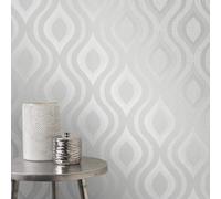 Fine Décor FD41968 Quartz Geo Wallpaper, Silver
