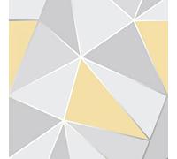Fine Décor FD41991 UK Apex Geo Sidewall Wallpaper, Yellow/Grey