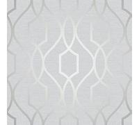 Fine Décor FD41995 UK Apex Trellis Sidewall Wallpaper, Stone/Silver