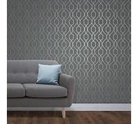 Fine Décor FD41996 UK Apex Trellis Sidewall Wallpaper, Blue/Slate