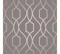 Fine Décor FD41998 UK Apex Trellis Sidewall Wallpaper, Copper/Charcoal