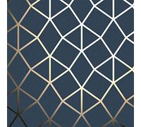 Fine Décor FD42560 Platinum Geo Trellis Navy/Gold Wallpaper