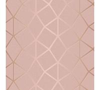 Fine Décor FD42561 Platinum Geo Trellis Blush Wallpaper,Rose Gold