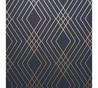 Fine Decor Shard Trellis Navy Gold Wallpaper FD42605
