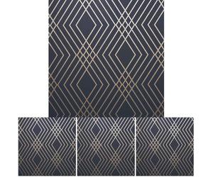 Fine Décor FD42605 Shard Trellis,Navy/Gold (Pack of 4)