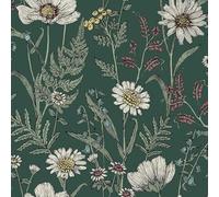 Fine Decor FD43882 Wild Meadow Wallpaper, Forest Green