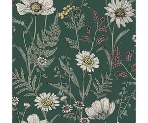 Fine Decor FD43882 Wild Meadow Wallpaper, Forest Green