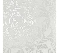Fine Decor FD43988 Azara Damask Luxury Textured Vinyl Wallpaper, Light Grey
