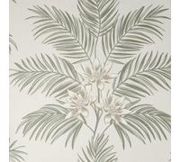 Fine Décor Fine Decor Bali Floral Cream Grey Leaves And Botanical Flowers Palm Tropical Jungle Modern Metallic Gold Wallpaper Fd43277