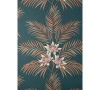 Fine Décor Fine Decor Bali Tropical Floral Teal Peacock Wallpaper Fd43280