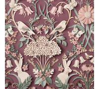 Fine Décor Fine Decor Dimensions Woodland Animals Floral 3D Effect Plum Wallpaper Fd42949