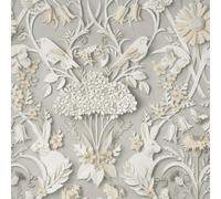 Fine Décor Fine Decor Dimensions Woodland Animals Floral 3D Soft Grey Wallpaper Fd42952