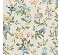 Fine Décor Fine Decor Eleanor Floral Birds Natural Wallpaper Flowers Botanical Feature Wall