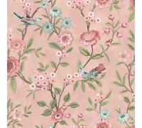 Fine Décor Fine Decor Eleanor Floral Birds Pink Wallpaper Flowers Botanical Feature Wall