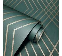 Fine Décor Fine Decor Fd43613 Shard Trellis Emerald/gold Metallic Wallpaper