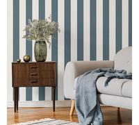 Fine Décor Fine Decor Juliette Textured Vinyl Classic Stripe Design Blue Wallpaper Fd43458