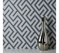 Fine Décor Fine Decor Larson Geo Navy Silver Wallpaper Fd43070