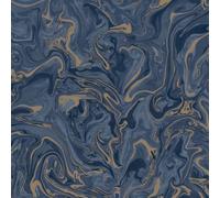 Fine Décor Fine Decor Marble Suave Navy / Metallic Gold Flat & Smooth Wallpaper Fd43055