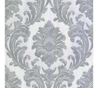 Fine Decor Fine Decor Milano Wallpaper M95585 - Italian Vinyl Glitter Damask Grey Silver