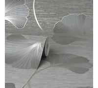 Fine Décor Fine Decor Miya Ginko Leaf Grey Wallpaper Fd43149
