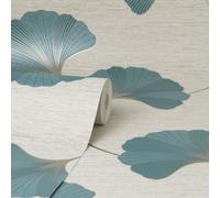 Fine Décor Fine Decor Miya Ginko Leaf Teal Green Wallpaper Fd43151