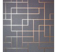 Fine Décor Fine Decor Platinum Square Geo Rose Gold Wallpaper Fd42492