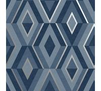 Fine Décor Fine Decor Shard Geo Blue & Silver Wallpaper Fd42608