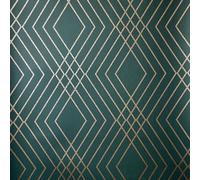 Fine Décor Fine Decor Shard Trellis Emerald Green Wallpaper Metallic Effect Feature Wall