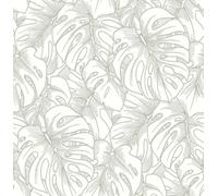 Fine Décor Fine Decor Sp87344 Balboa Botanical Fabric Flock Wallpaper, Silver