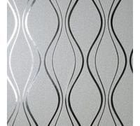 Fine Décor Fine Decor Vymura Platinum Contour Wave Silver Luxury Wallpaper Fd42800