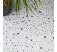 Fine Décor Floor Pops Terrazzo White Self Adhesive Vinyl Floor Tiles Pack Of 10 (0.93Sqm)